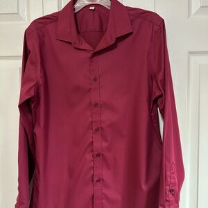 Men's Burgundy Dress Shirt